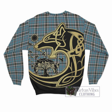 Thompson Tartan Sweatshirt with Family Crest Celtic Wolf Style - Tartan Vibes Clothing