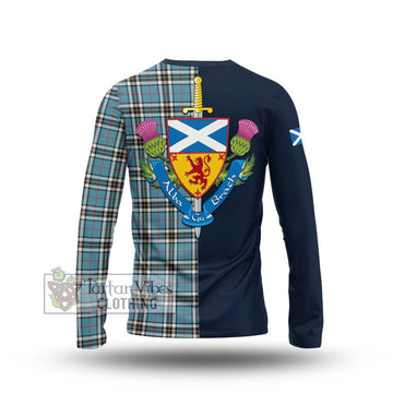 Tartan Vibes Clothing Thompson Tartan Long Sleeve T-Shirt with Scottish Lion Royal Arm Half Style