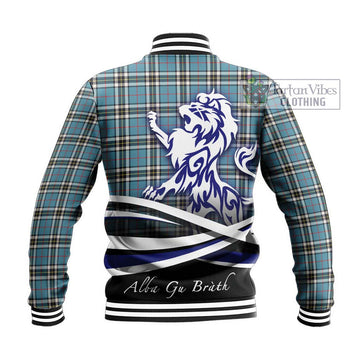 Thompson Tartan Baseball Jacket with Alba Gu Brath Regal Lion Emblem - Tartanvibesclothing Shop