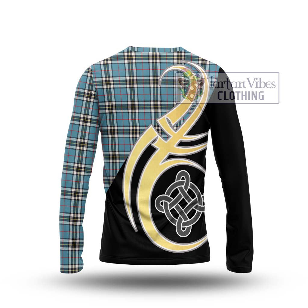 Thompson Tartan Long Sleeve T-Shirt with Family Crest and Celtic Symbol Style - Tartan Vibes Clothing