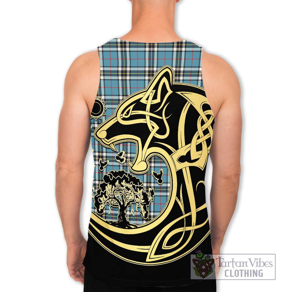 Thompson Tartan Men's Tank Top with Family Crest Celtic Wolf Style - Tartan Vibes Clothing