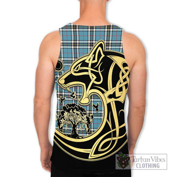 Thompson Tartan Men's Tank Top with Family Crest Celtic Wolf Style - Tartan Vibes Clothing