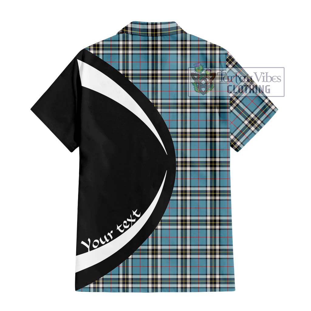 Thompson Tartan Short Sleeve Button Up with Family Crest Circle Style - Tartan Vibes Clothing
