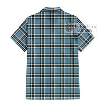 Thompson Tartan Short Sleeve Button Shirt with Family Crest DNA In Me Style - Tartanvibesclothing Shop