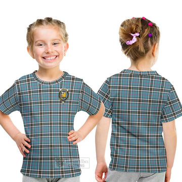 Thompson Tartan Kid T-Shirt with Family Crest - Tartanvibesclothing Shop