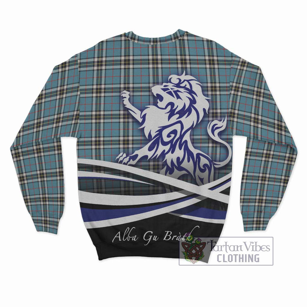 Thompson Tartan Sweatshirt with Alba Gu Brath Regal Lion Emblem - Tartanvibesclothing Shop