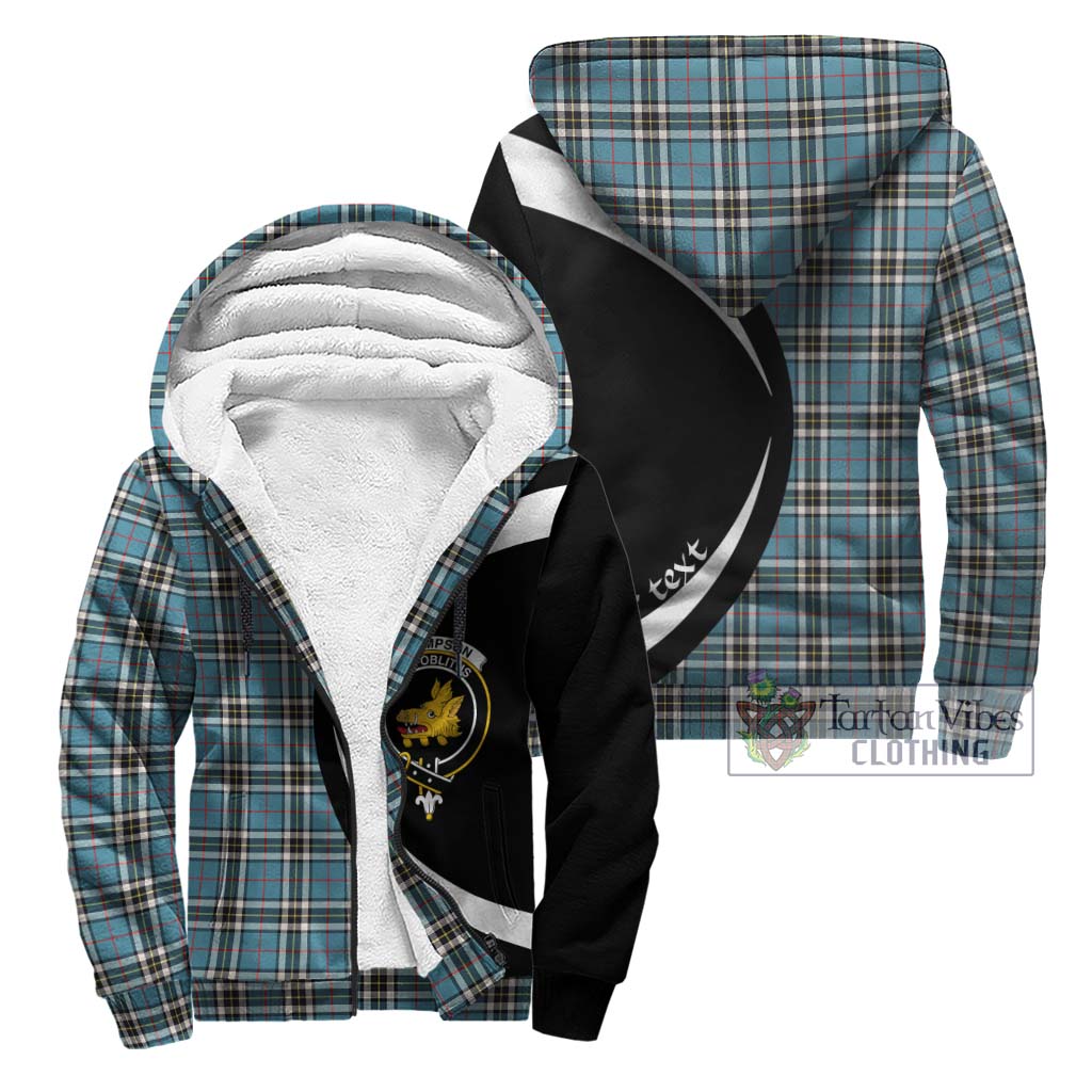 Thompson Tartan Sherpa Hoodie with Family Crest Circle Style Unisex - Tartan Vibes Clothing