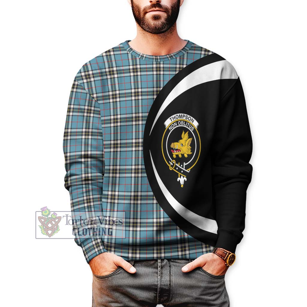 Thompson Tartan Sweatshirt with Family Crest Circle Style - Tartan Vibes Clothing