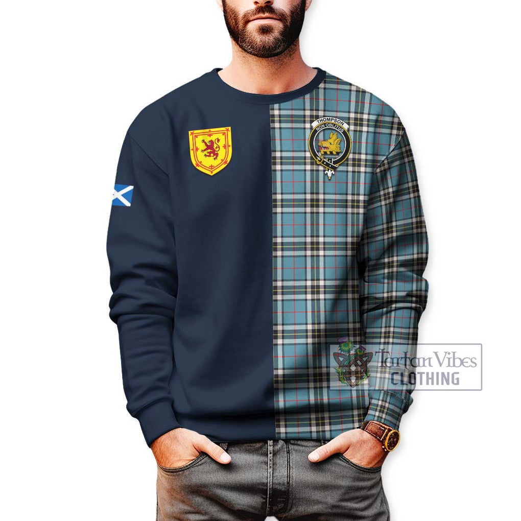 Tartan Vibes Clothing Thompson Tartan Sweatshirt with Scottish Lion Royal Arm Half Style