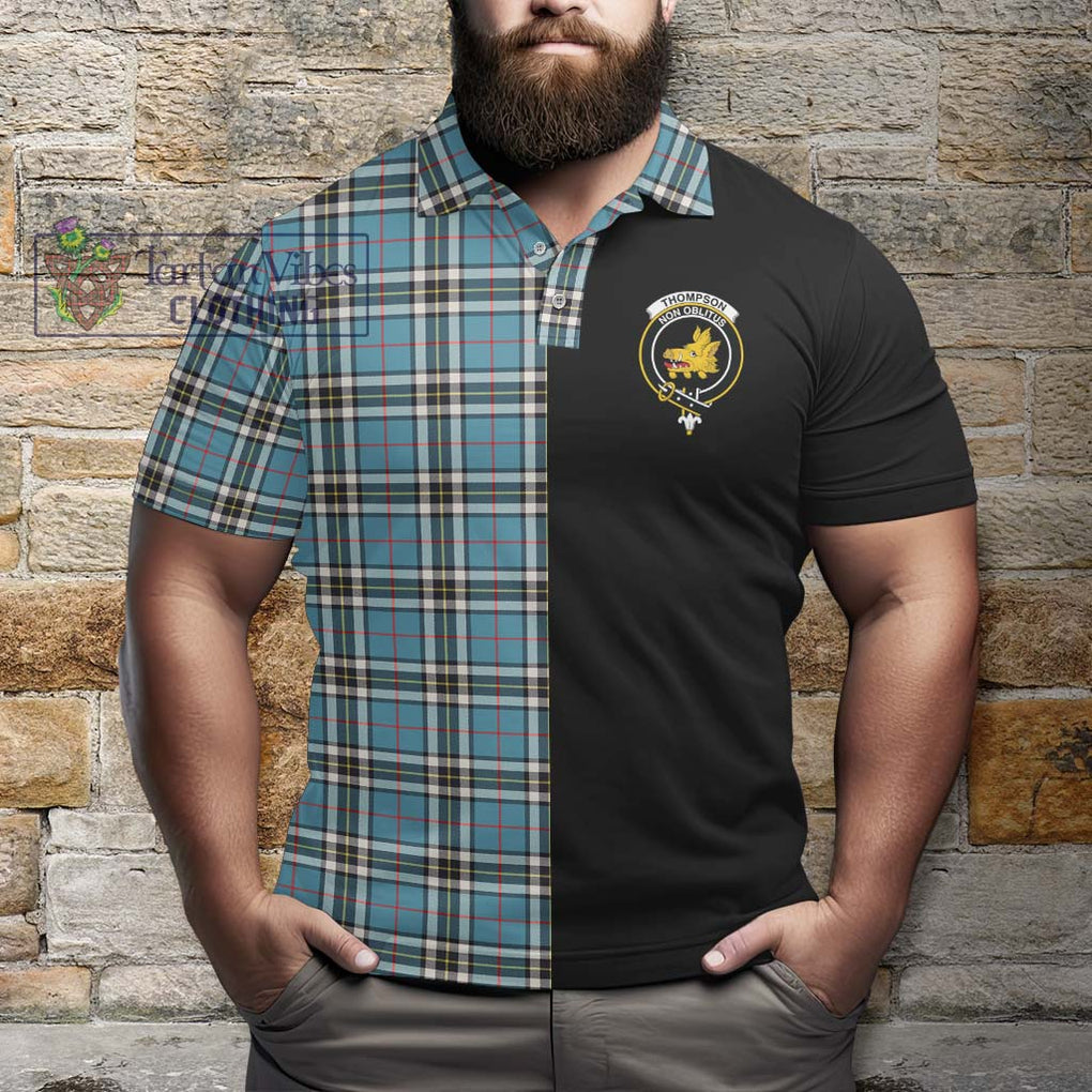 Thompson Tartan Polo Shirt with Family Crest and Half Of Me Style - Tartanvibesclothing Shop