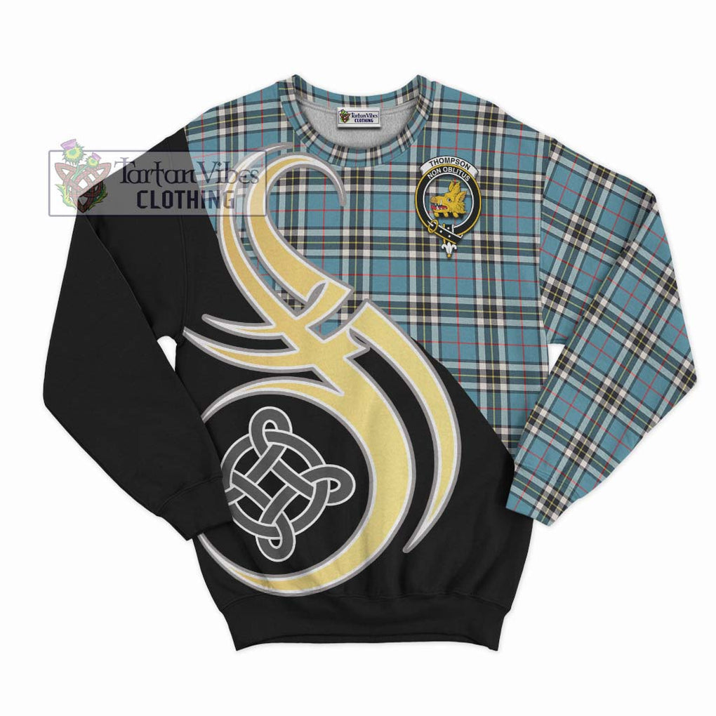 Thompson Tartan Sweatshirt with Family Crest and Celtic Symbol Style - Tartan Vibes Clothing