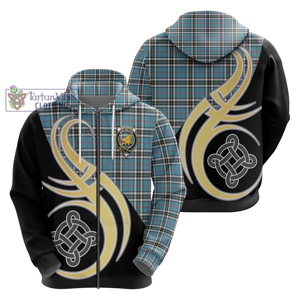 Thompson Tartan Hoodie with Family Crest and Celtic Symbol Style - Tartan Vibes Clothing