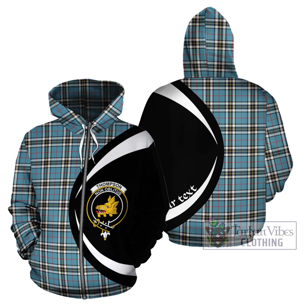 Thompson Tartan Hoodie with Family Crest Circle Style - Tartan Vibes Clothing