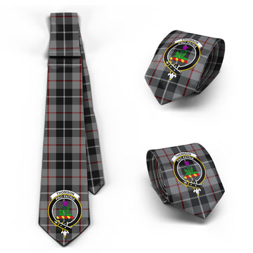 Thompson Grey Tartan Classic Necktie with Family Crest
