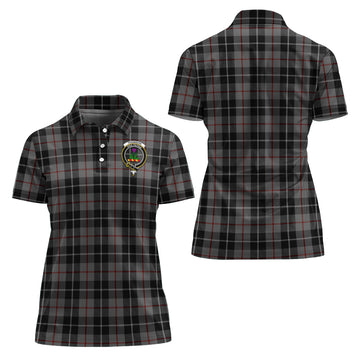 Thompson Grey Tartan Polo Shirt with Family Crest For Women
