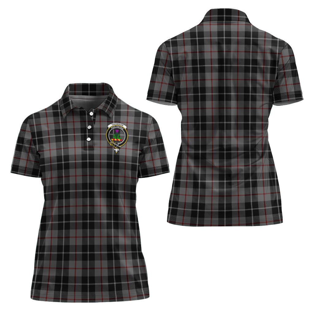 thompson-grey-tartan-polo-shirt-with-family-crest-for-women