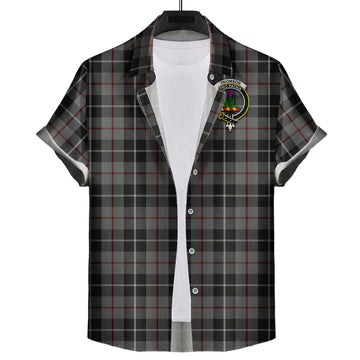 Thompson Grey Tartan Short Sleeve Button Down Shirt with Family Crest