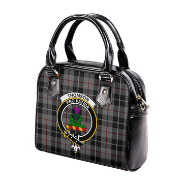 Thompson Grey Tartan Shoulder Handbags with Family Crest