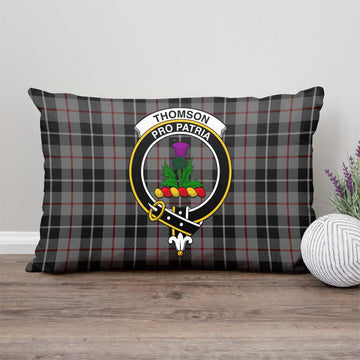 Thompson Grey Tartan Pillow Cover with Family Crest
