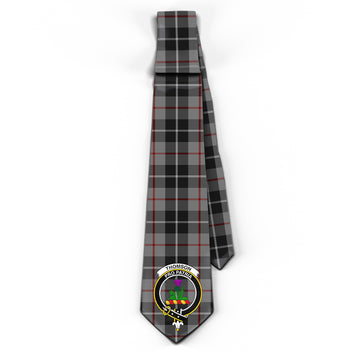 Thompson Grey Tartan Classic Necktie with Family Crest