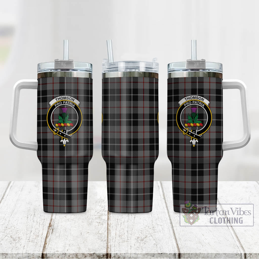 Tartan Vibes Clothing Thompson Grey Tartan and Family Crest Tumbler with Handle