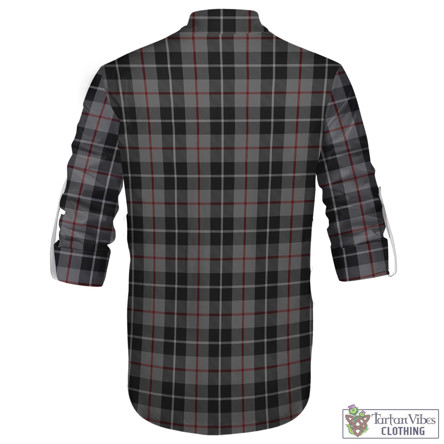 Tartan Vibes Clothing Thompson Grey Tartan Men's Scottish Traditional Jacobite Ghillie Kilt Shirt