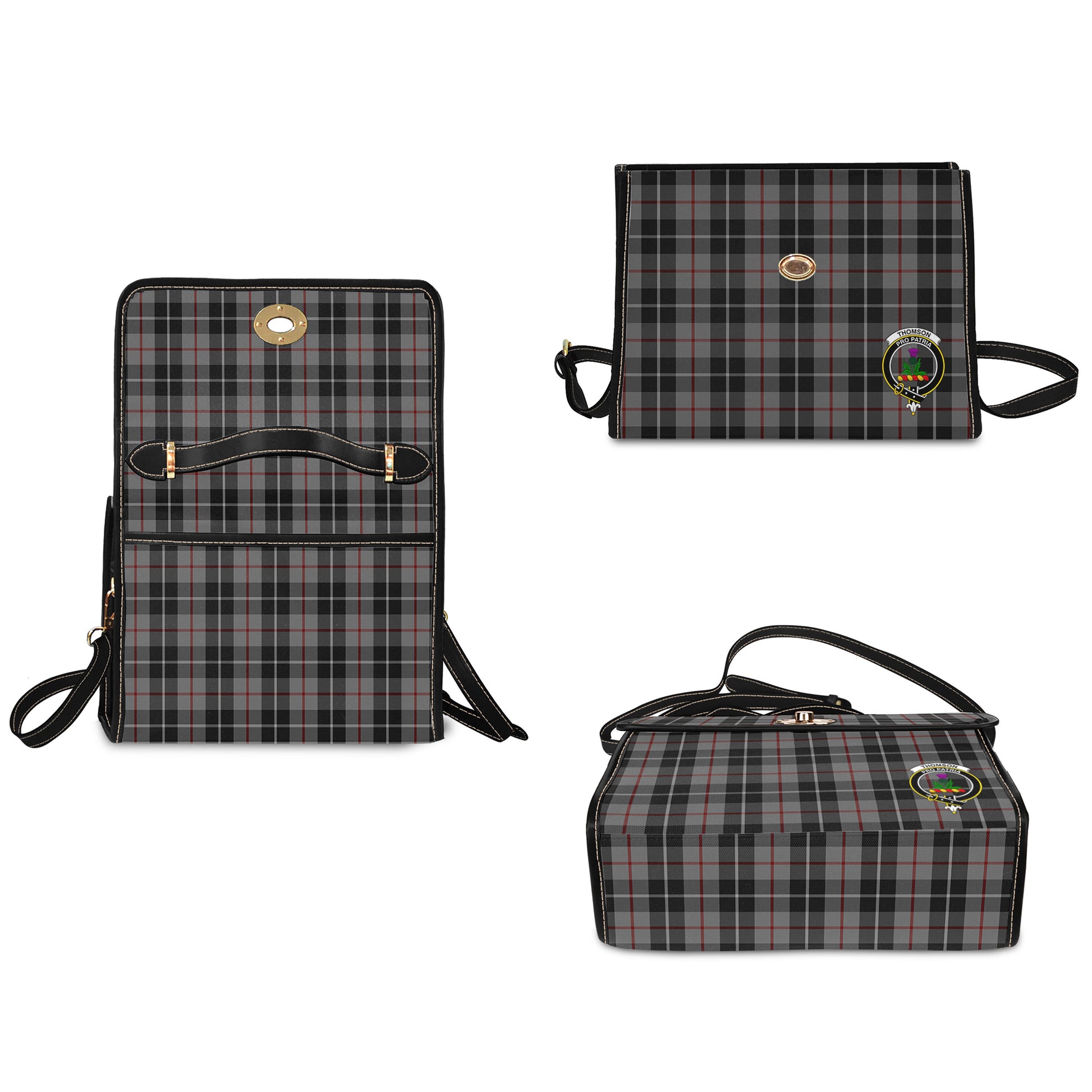thompson-grey-tartan-leather-strap-waterproof-canvas-bag-with-family-crest