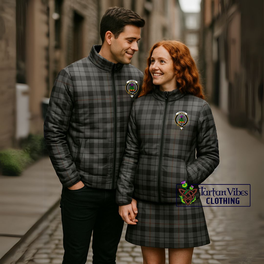 Thompson Grey Tartan Padded Jacket with Family Crest