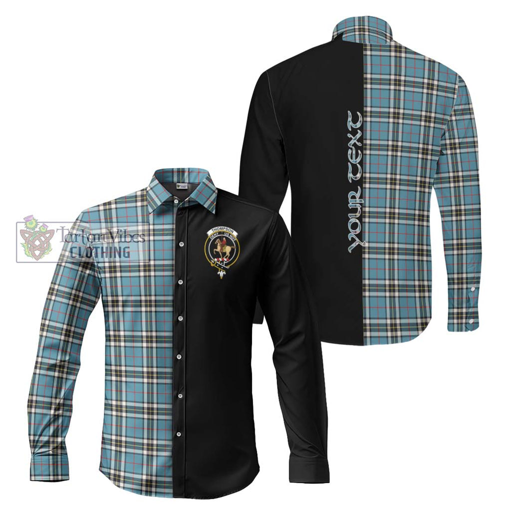 Thompson Society Tartan Long Sleeve Button Shirt with Family Crest and Half Of Me Style Men's Shirt S - Tartanvibesclothing Shop