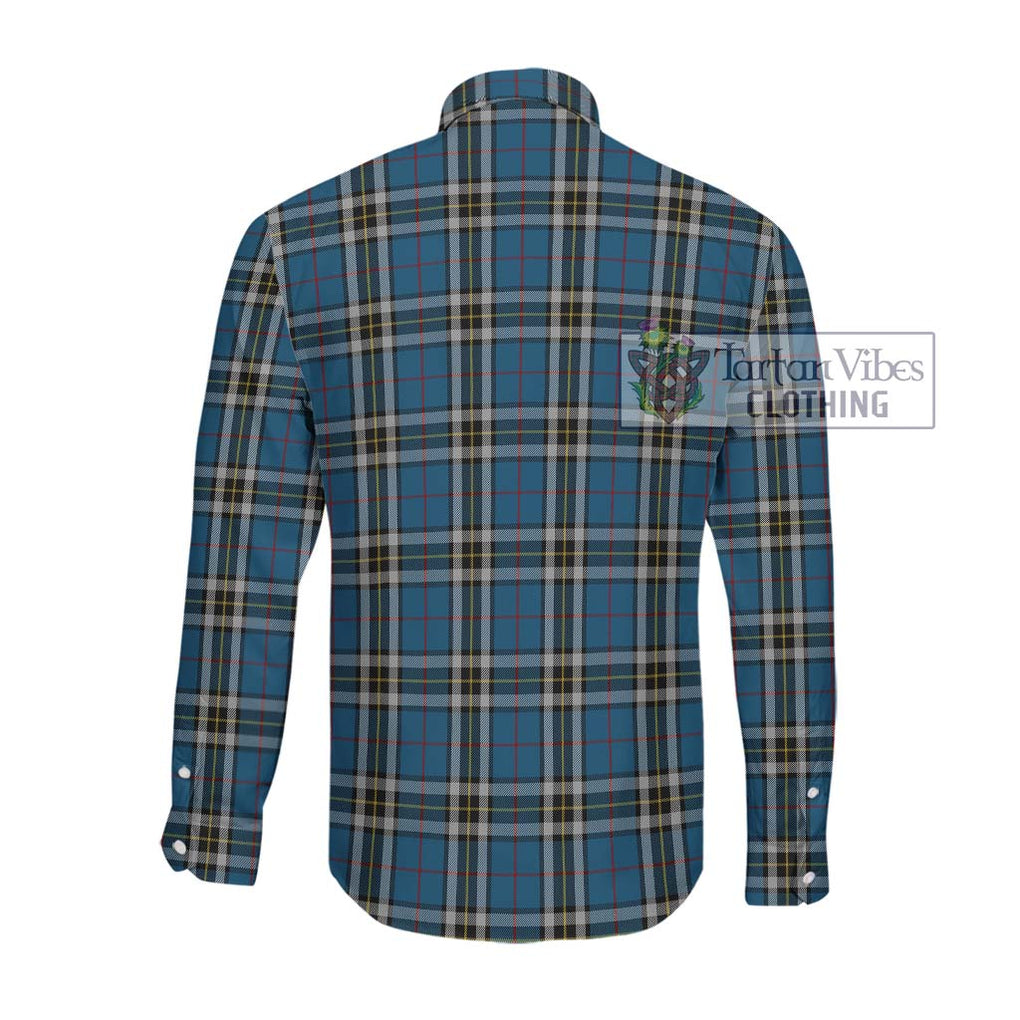 Thompson Society Dress Blue Tartan Long Sleeve Button Shirt with Family Crest DNA In Me Style - Tartanvibesclothing Shop