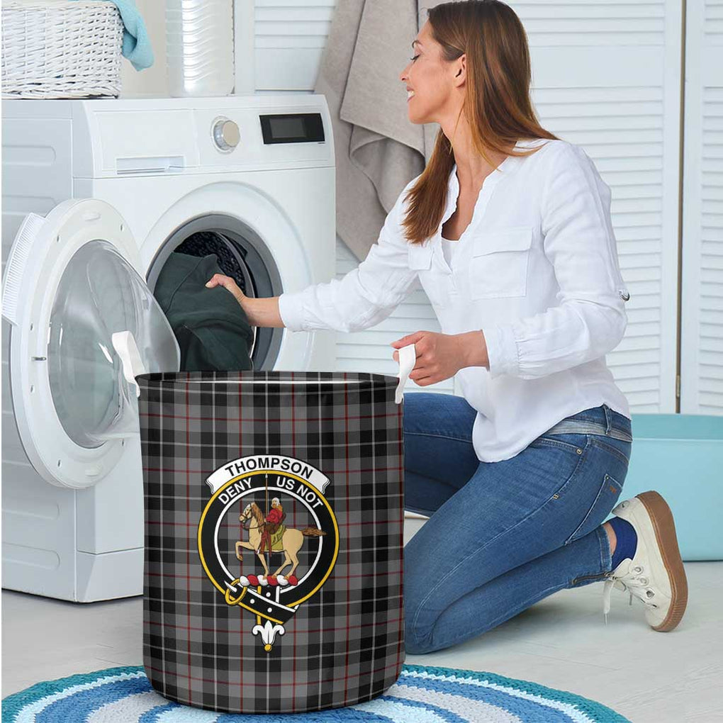 Thompson Society Grey Tartan Laundry Basket with Family Crest - Tartanvibesclothing Shop