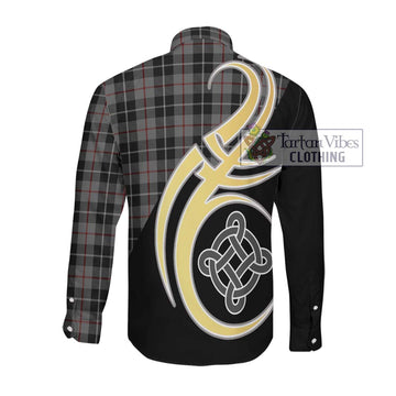 Thompson Society Grey Tartan Long Sleeve Button Shirt with Family Crest and Celtic Symbol Style Men's Shirt - Tartan Vibes Clothing