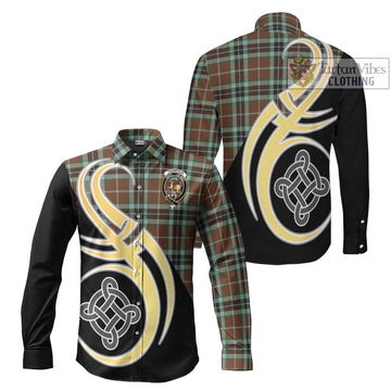 Thompson Society Hunting Modern Tartan Long Sleeve Button Shirt with Family Crest and Celtic Symbol Style Men's Shirt S - Tartan Vibes Clothing