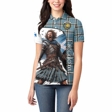 Tartan Vibes Clothing Thompson (Thomson) Crest Tartan Women's Polo Shirt Inspired by the Freedom of Scottish Warrior