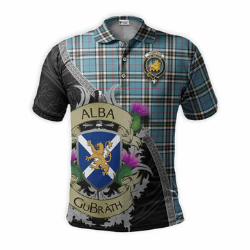 Tartan Vibes Clothing Thompson (Thomson) Tartan Family Crest Polo Shirt Lion Rampant Royal Thistle Shield Celtic Inspired