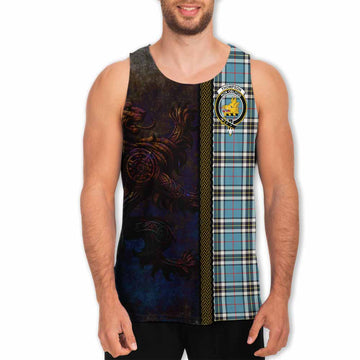 Tartan Vibes Clothing Thompson (Thomson) Tartan Family Crest Men's Tank Top Alba Gu Brath Be Brave Lion Ancient Style