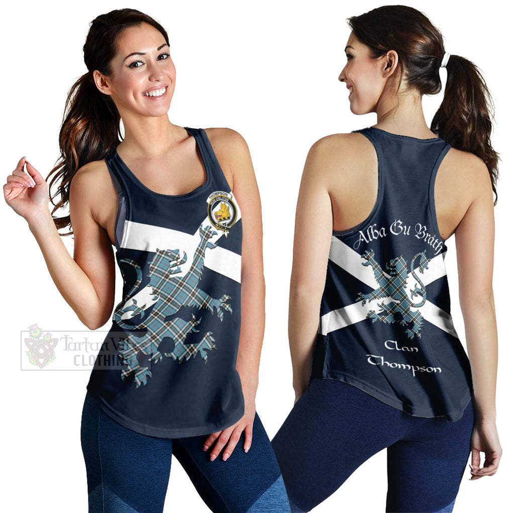 Tartan Vibes Clothing Thompson (Thomson) Tartan Lion Rampant Women's Racerback Tanks – Proudly Display Your Heritage with Alba Gu Brath and Clan Name