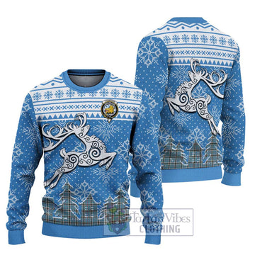 Tartan Vibes Clothing Thompson (Thomson) Clan Christmas Ugly Sweater with Tartan and Celtic Raindeer Style
