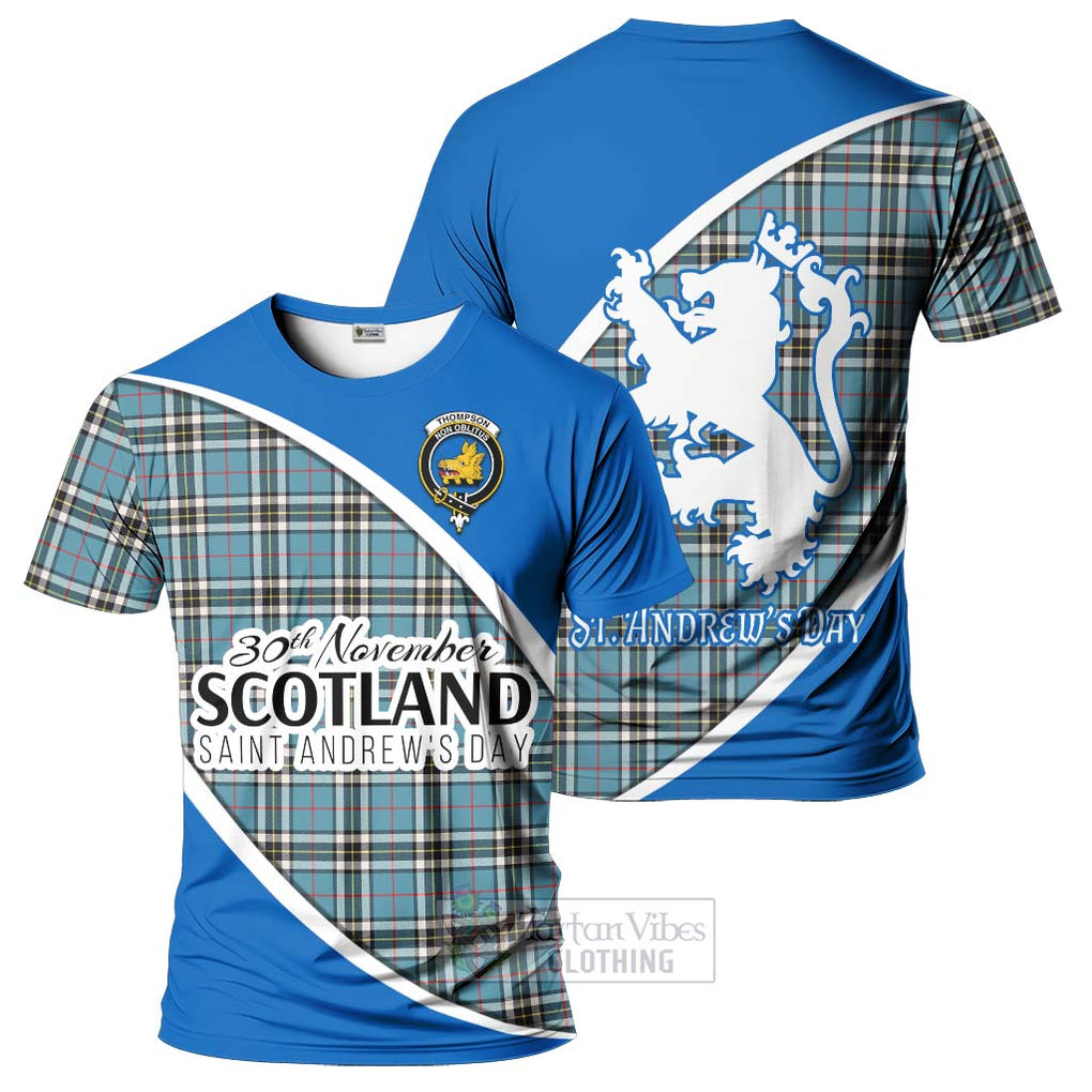 Tartan Vibes Clothing Thompson (Thomson) Family Crest Tartan T-Shirt Celebrate Saint Andrew's Day in Style