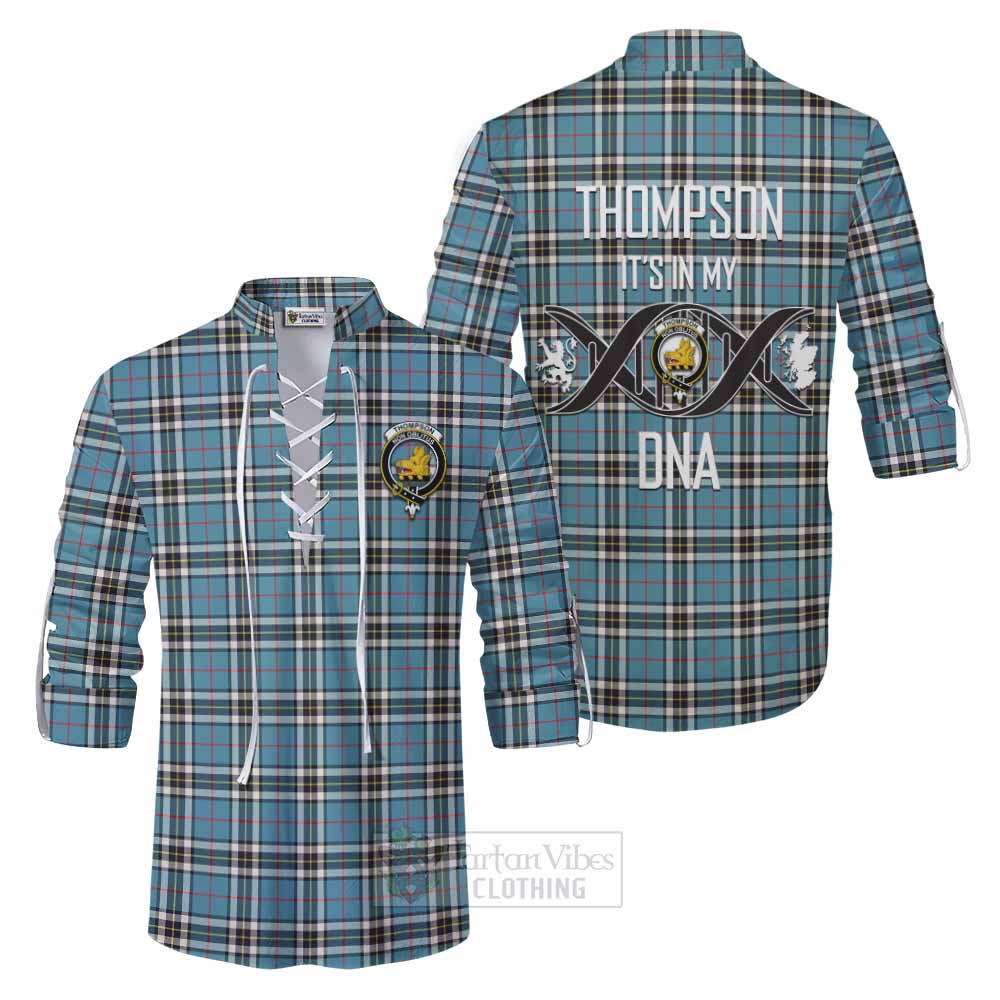 Tartan Vibes Clothing Thompson (Thomson) Tartan Ghillie Kilt Shirt with Family Crest DNA In Me Style