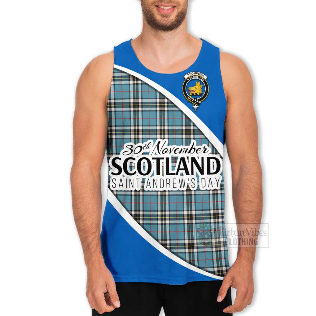 Tartan Vibes Clothing Thompson (Thomson) Family Crest Tartan Men's Tank Top Celebrate Saint Andrew's Day in Style