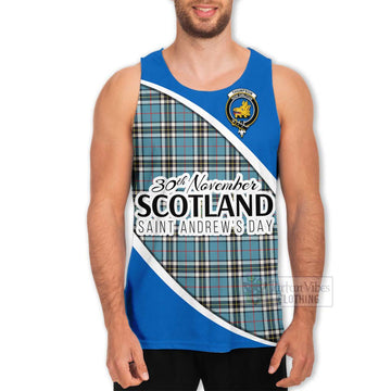 Tartan Vibes Clothing Thompson (Thomson) Family Crest Tartan Men's Tank Top Celebrate Saint Andrew's Day in Style