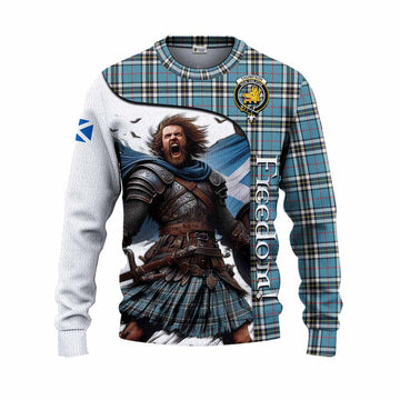 Tartan Vibes Clothing Thompson (Thomson) Crest Tartan Knitted Sweater Inspired by the Freedom of Scottish Warrior