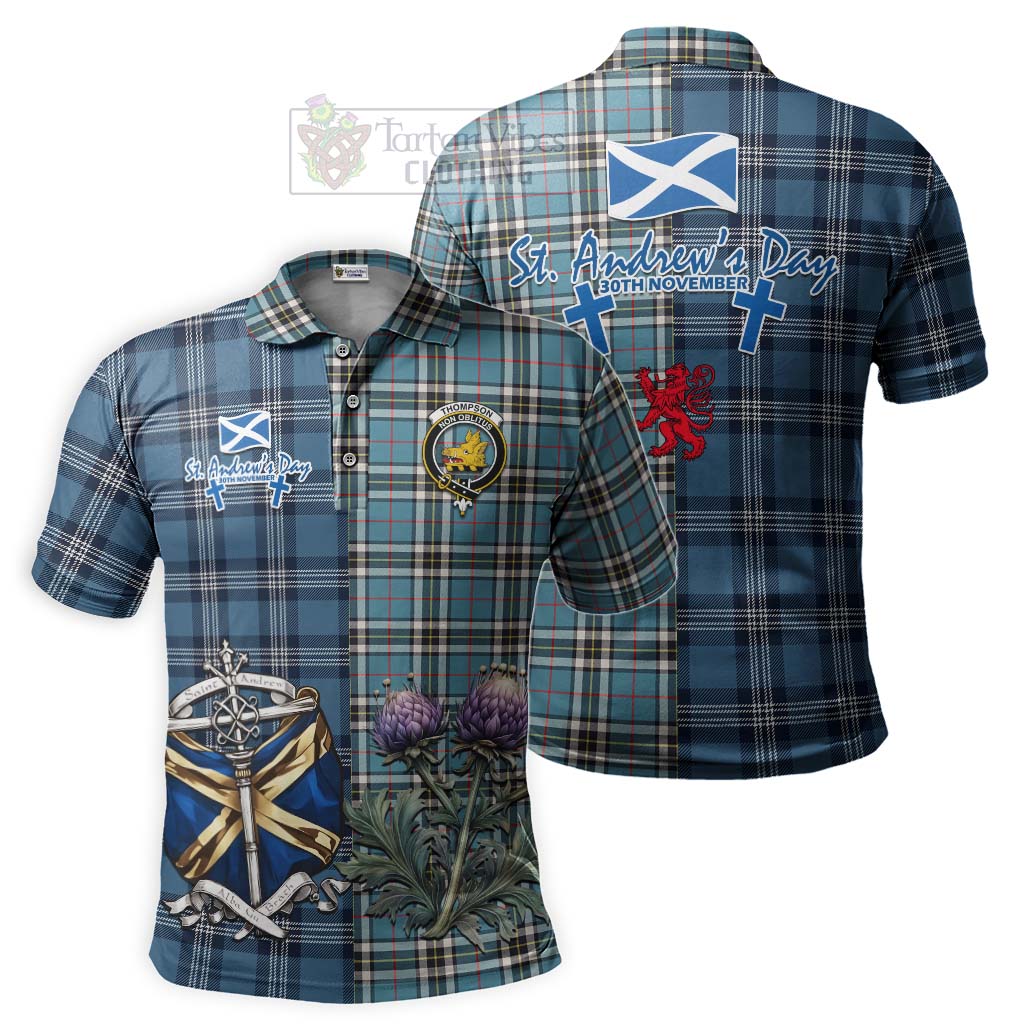 Tartan Vibes Clothing Thompson (Thomson) Tartan Polo Shirt Happy St. Andrew's Day Half Tartan Style