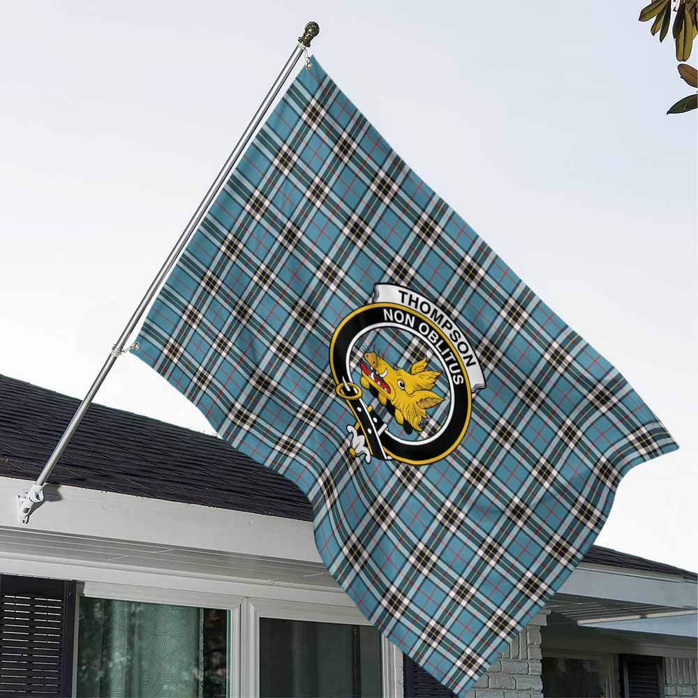 Tartan Vibes Clothing Thompson (Thomson) Tartan House Flag with Family Crest