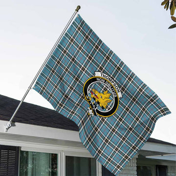Tartan Vibes Clothing Thompson (Thomson) Tartan House Flag with Family Crest