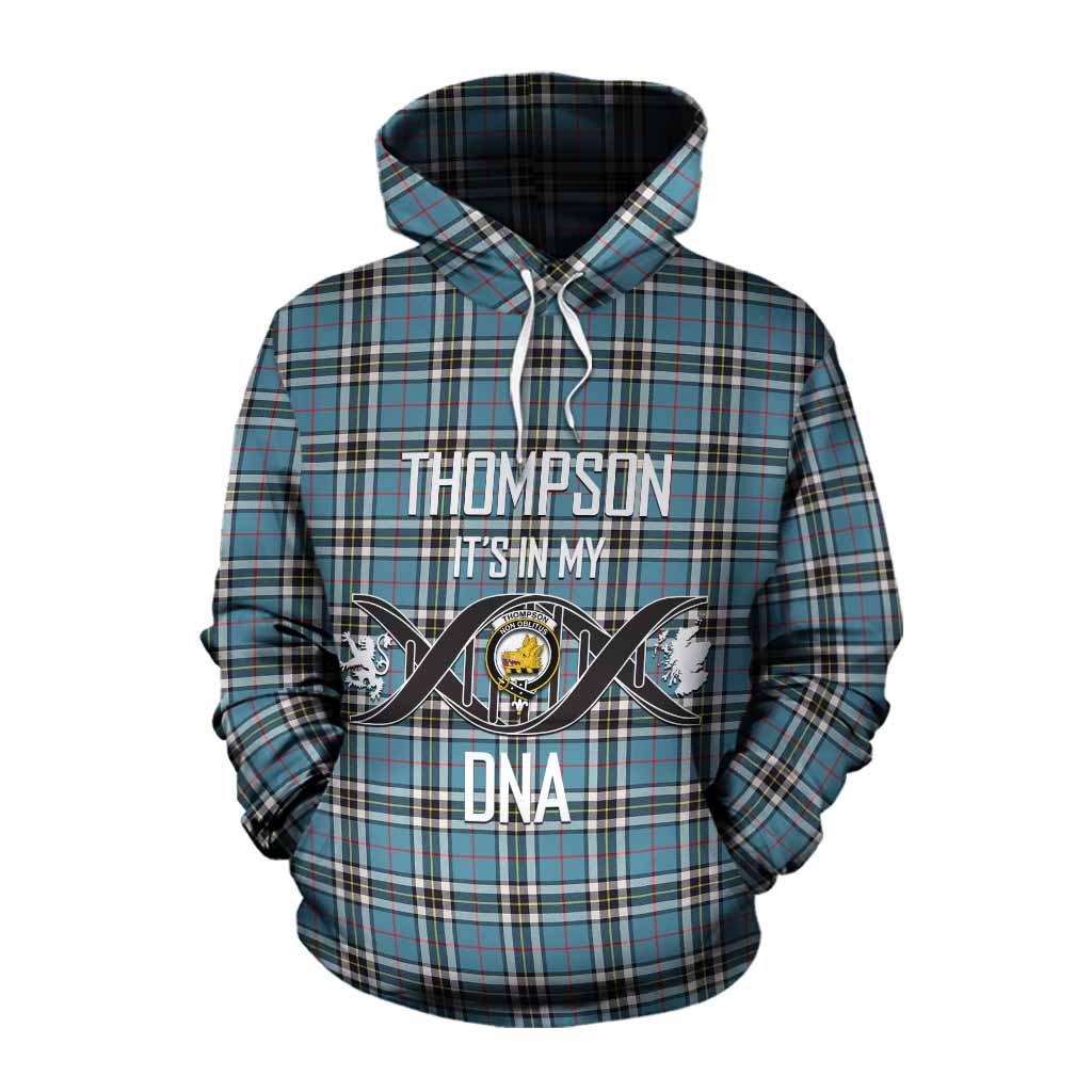Tartan Vibes Clothing Thompson (Thomson) Tartan Cotton Hoodie with Family Crest DNA In Me Style
