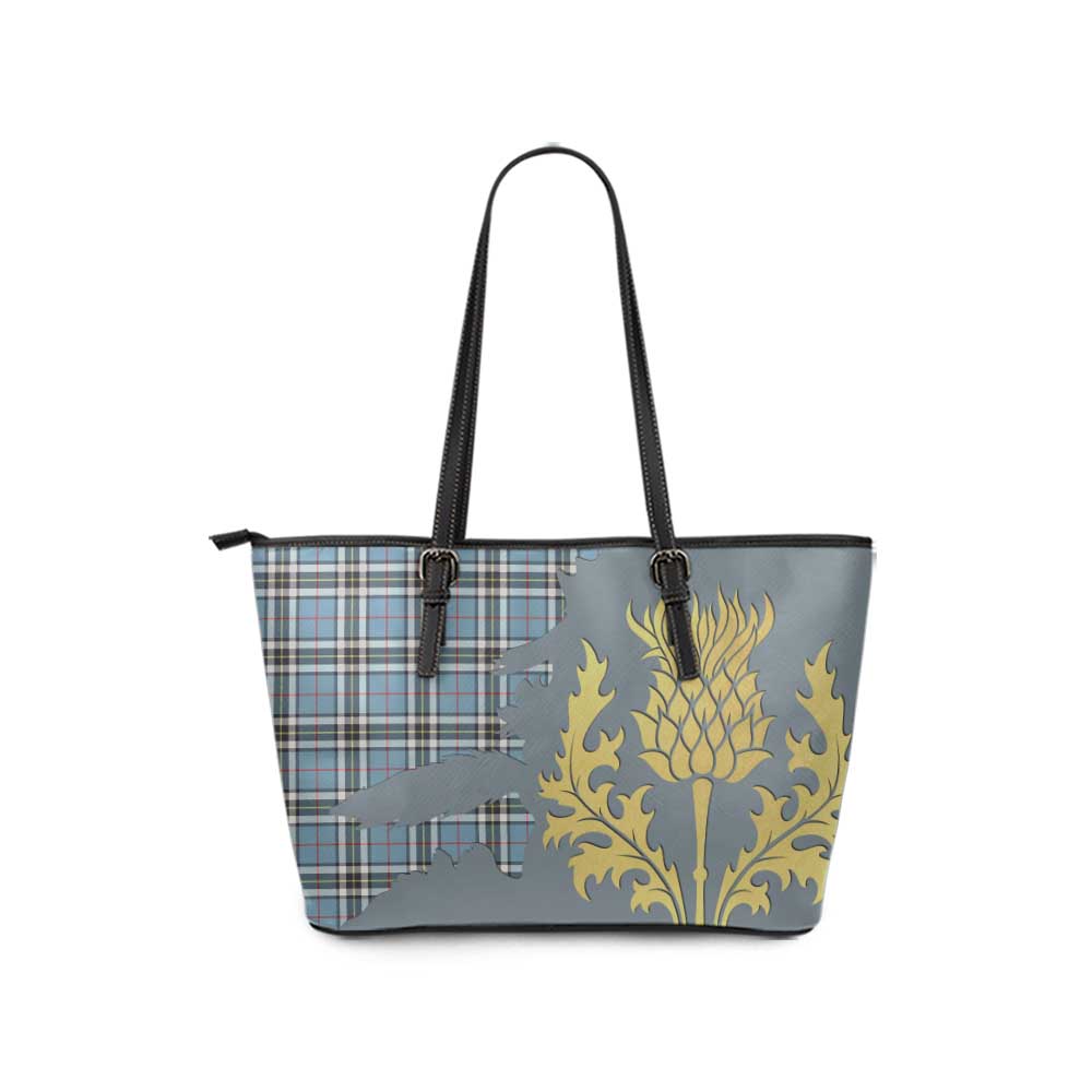 Tartan Vibes Clothing Thompson (Thomson) Tartan Leather Tote Bag Gold Thistle Style