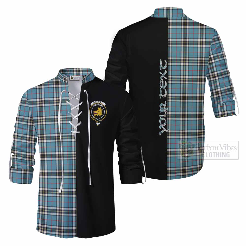 Tartan Vibes Clothing Thompson (Thomson) Tartan Ghillie Kilt Shirt with Family Crest and Half Of Me Style