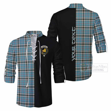 Tartan Vibes Clothing Thompson (Thomson) Tartan Ghillie Kilt Shirt with Family Crest and Half Of Me Style